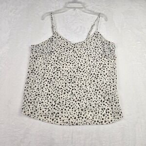 Nine West Ivory Leopard Print Tank Top Size‎ Medium Adjustable Straps Sheer
